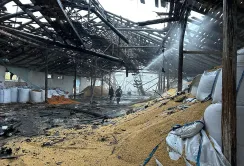 Росіяни вдарили дронами по аграрному підприємству на Чернігівщині: горіло зерносховище