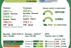 Тренди на ринку зернових та олійних з 20 по 26 серпня