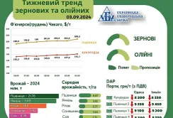 Тренд на ринку зернових та олійних культур за 26 серпня - 3 вересня