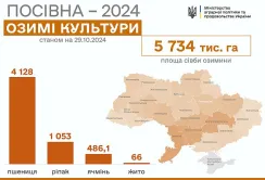 Посівна-2024: засіяно 5,7 млн га озимих культур