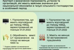 Затверджено критерії визначення важливих для національної економіки сільськогосподарських підприємств