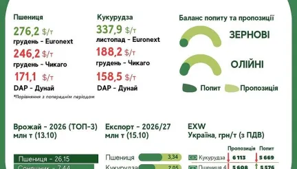 Тренди на ринку зернових та олійних з 9 по 15 жовтня