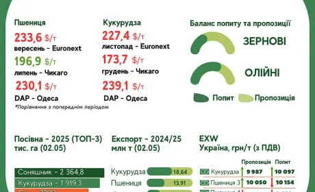 Тренди на ринку зернових та олійних з 29 квітня по 6 травня