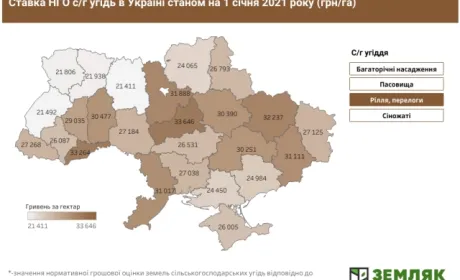 В Україні оприлюднено карту показників НГО сільгоспземель по регіонах