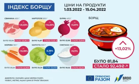 «Індекс борщу» зріс на 13 %