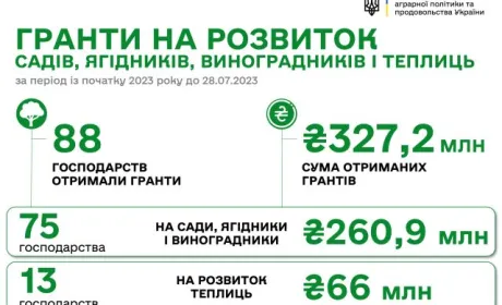 За минулий тиждень 5 агропідприємств отримали 5,6 млн грн на розвиток садівництва