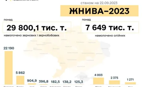 В Україні зібрали 37,4 млн тонн нового врожаю