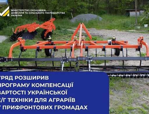КабМін розширив програму компенсації вартості української с/г техніки для аграріїв у прифронтових громадах