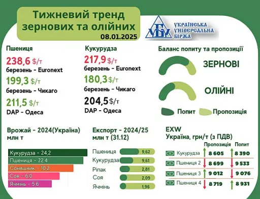 Тренди на ринку зернових та олійних з 30 грудня по 7 січня