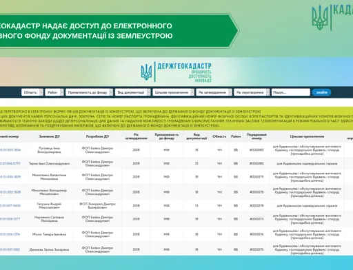Держгеокадастр надає доступ до електронного Державного фонду документації з землеустрою