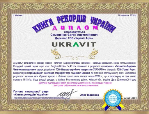 Рекордний врожай сорго з «UKRAVIT»