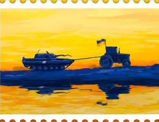 Поштова марка з «тракторними військами України» з'явиться у продажу із 28 липня