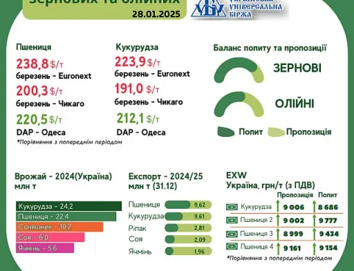 Тренди на ринку зернових та олійних з 20 по 28 січня
