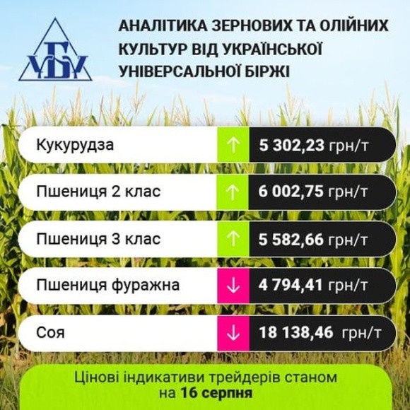 Проміжні підсумки цінових індикативів 14-16 серпня фото, ілюстрація