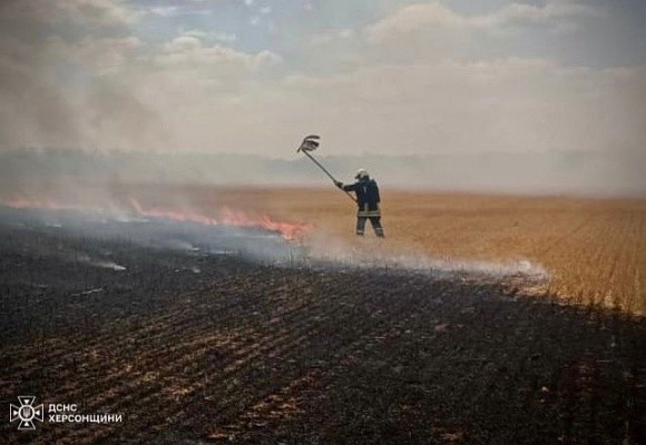 На Херсонщині знову горять поля з пшеницею фото, ілюстрація