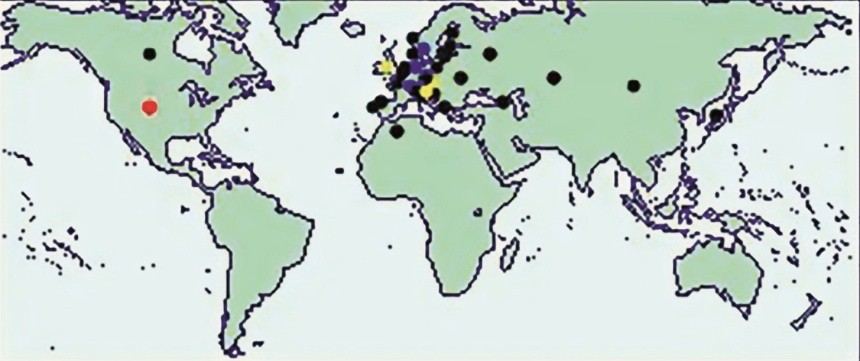 Карта поширення цибулевої молі