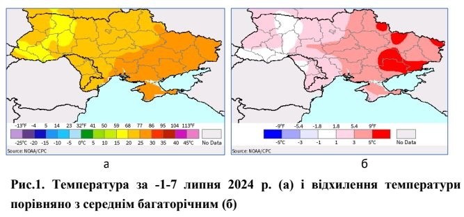 Температурний режим за 1–5 липня 2024 р.