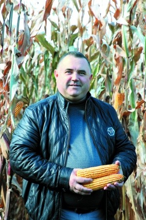 Сергій Риженко демонструє врожай кукурудзи